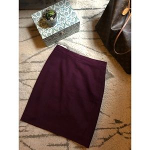 J.Crew Wool Pencil Skirt in Maroon